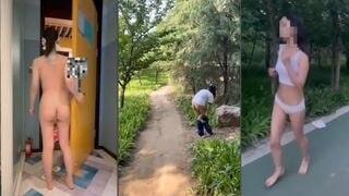 「重推奨」公共の場所での極端な露出❤️ 無敵のコントラストの小さな雌犬Gou Ting、Twitter上の19歳の娘奴隷、公園での野外3Pグループセックスのためにさまざまな人々の前で露出