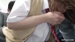 【モザイク破壊】NHDTB-290 唾液ダラダラ接吻痴漢2 オヤジを虜にするほど密着して舐めまくる痴女子○生