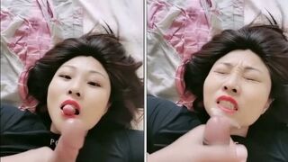 北京夫妻，調教淫蕩小母狗，躺在床上打飛機，叫床，吞精太性福了！
